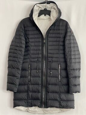 Pajar Black Quilted Hooded Puffer Coat with White Lining